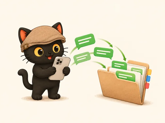 咪卡把手機裡的 LINE 訊息收進貼標籤的檔案夾
